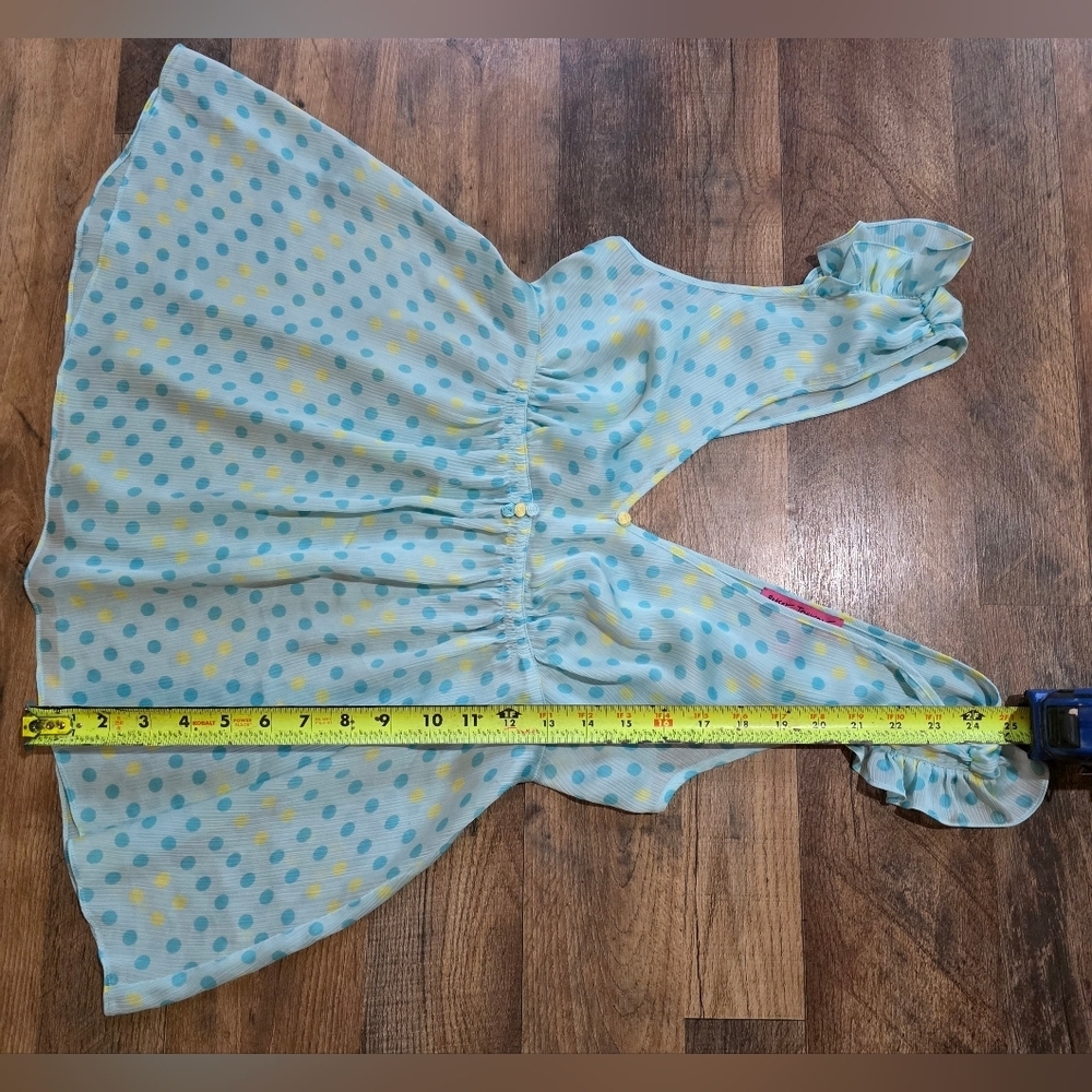 Vintage 90's Betsy Johnson Intimates Blue & Yellow Polka Dot 2-Piece Set Size L - Picture 6 of 9